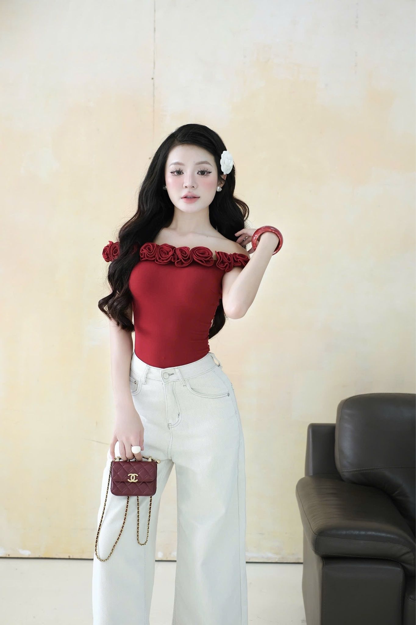 Quần Jean Ống Rộng Kèm Nịt