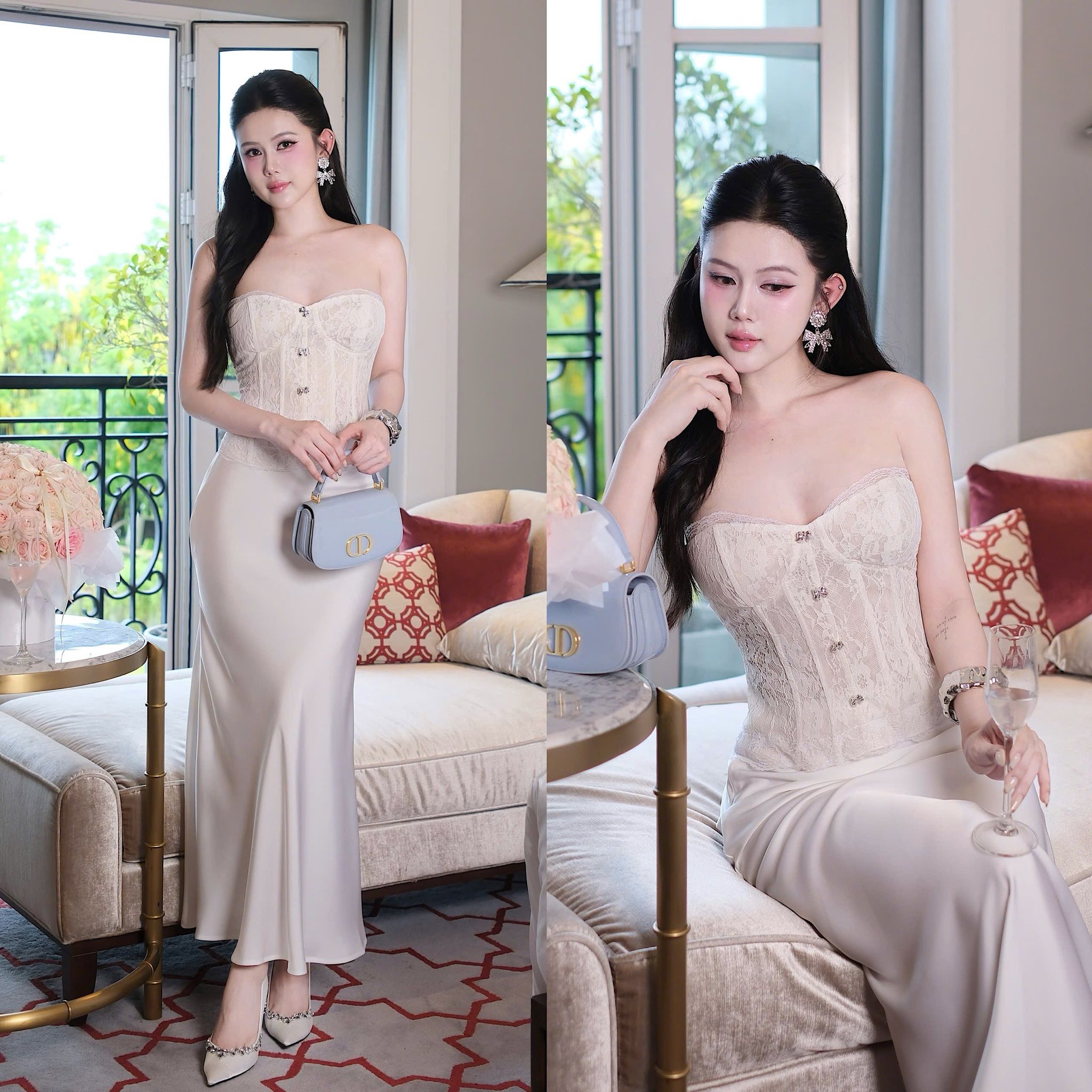 Set Yếm Ren Phối Cv Lụa