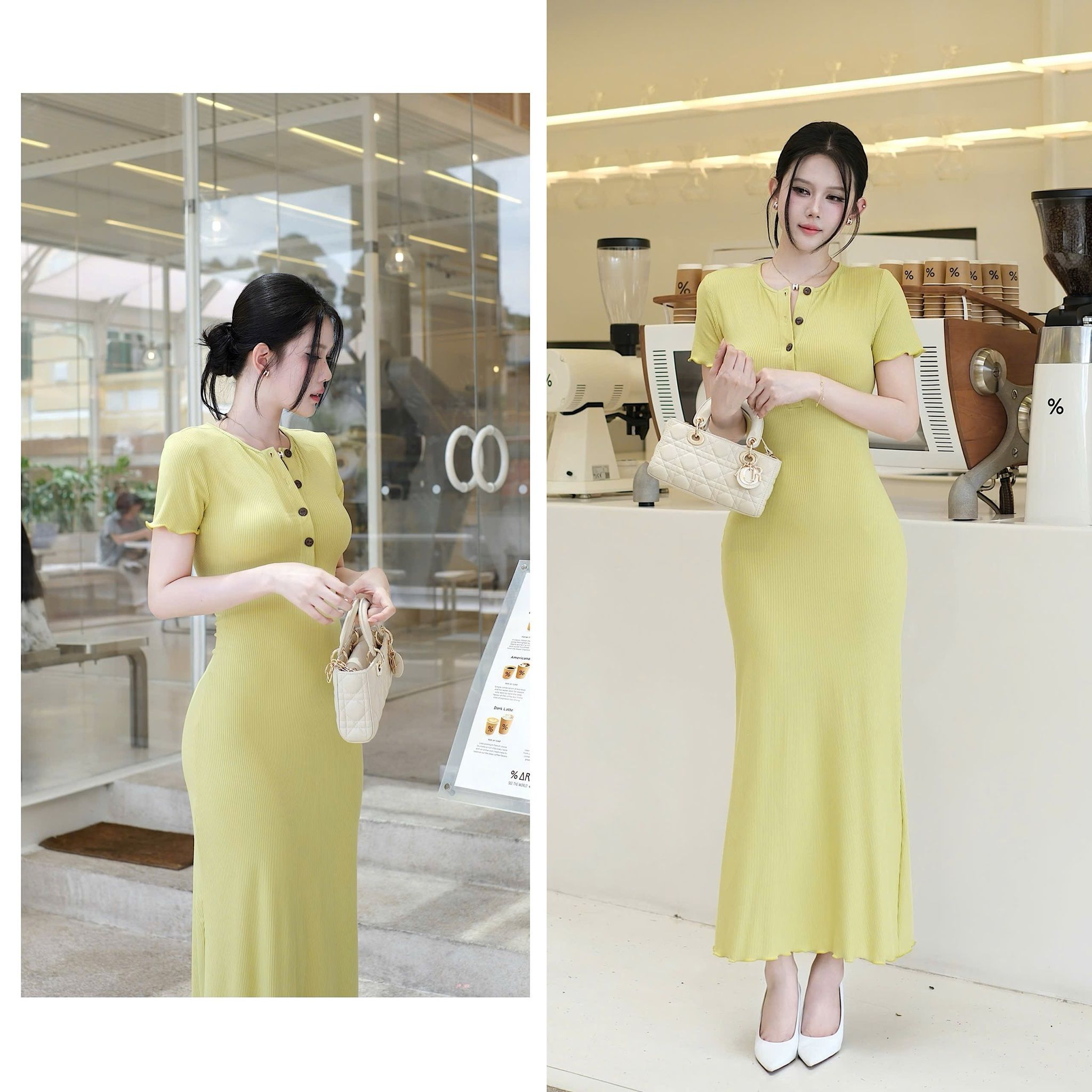 Đầm Thun Viền Bèo Tay Con