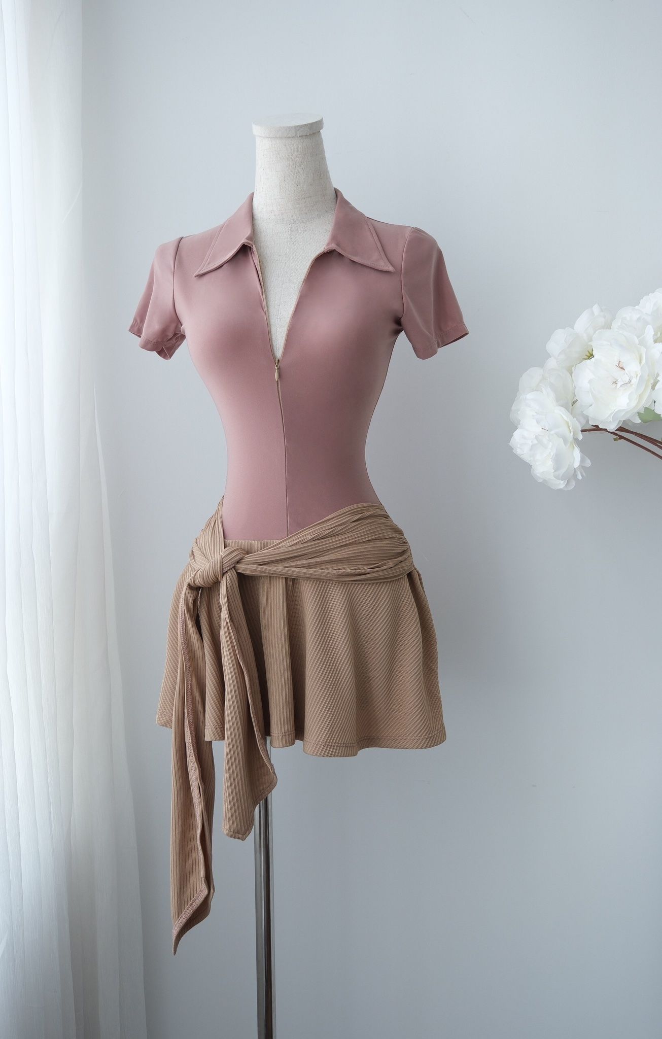 Đầm Thun Khoá Kéo Cột Eo