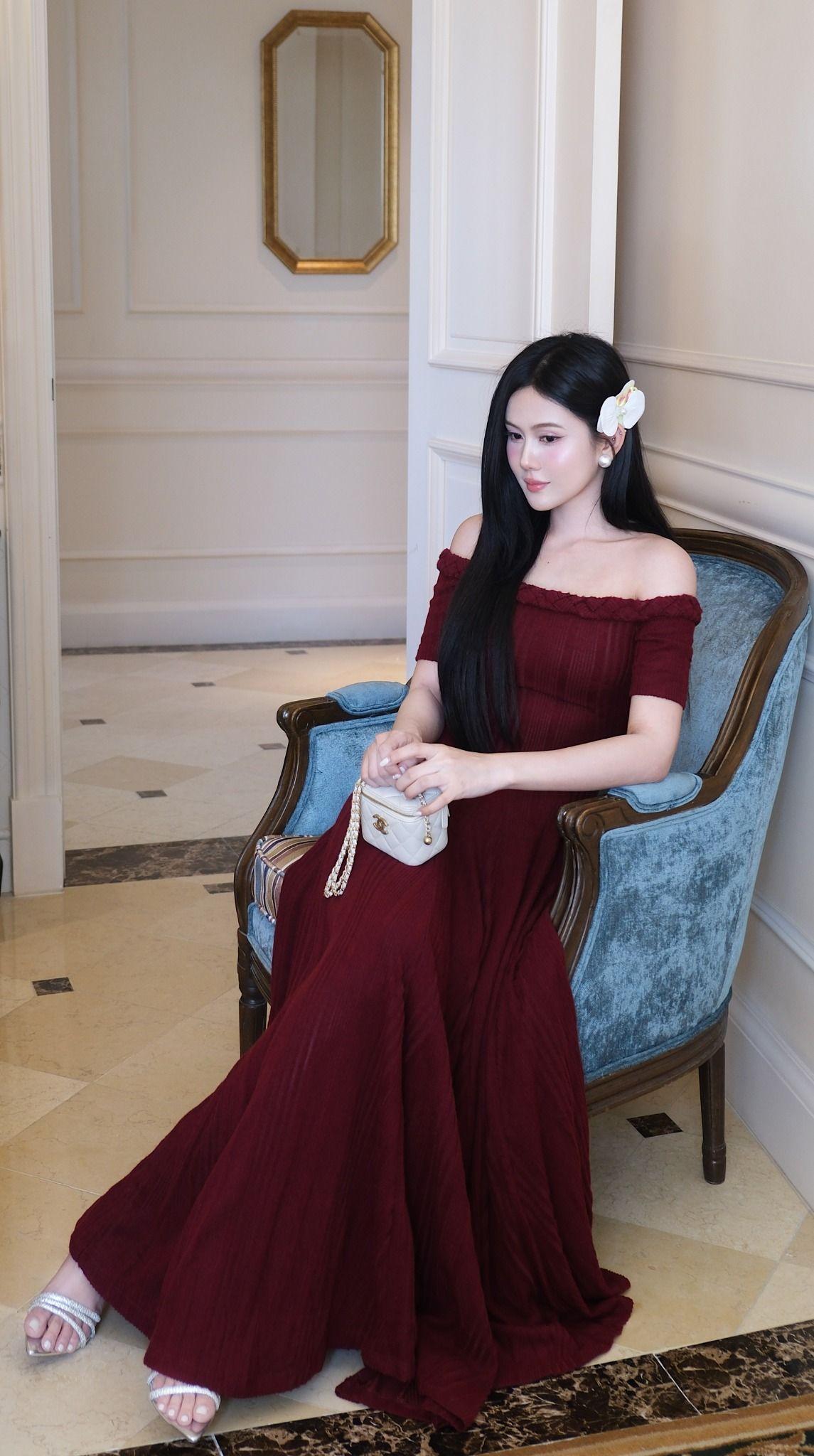 Đầm Len Xoắn Bẹt Vai