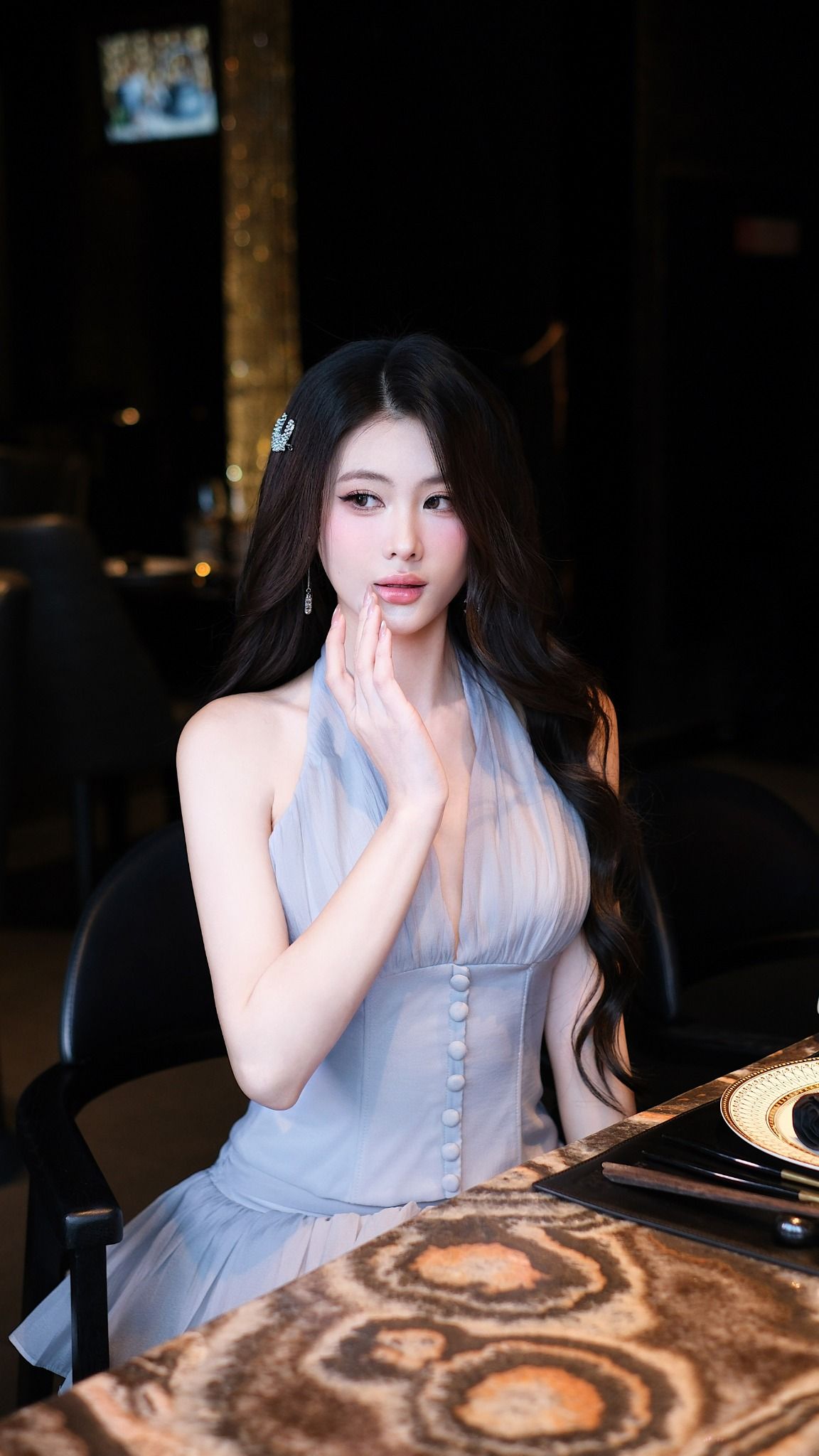Set Voan Yếm Nút Bọc