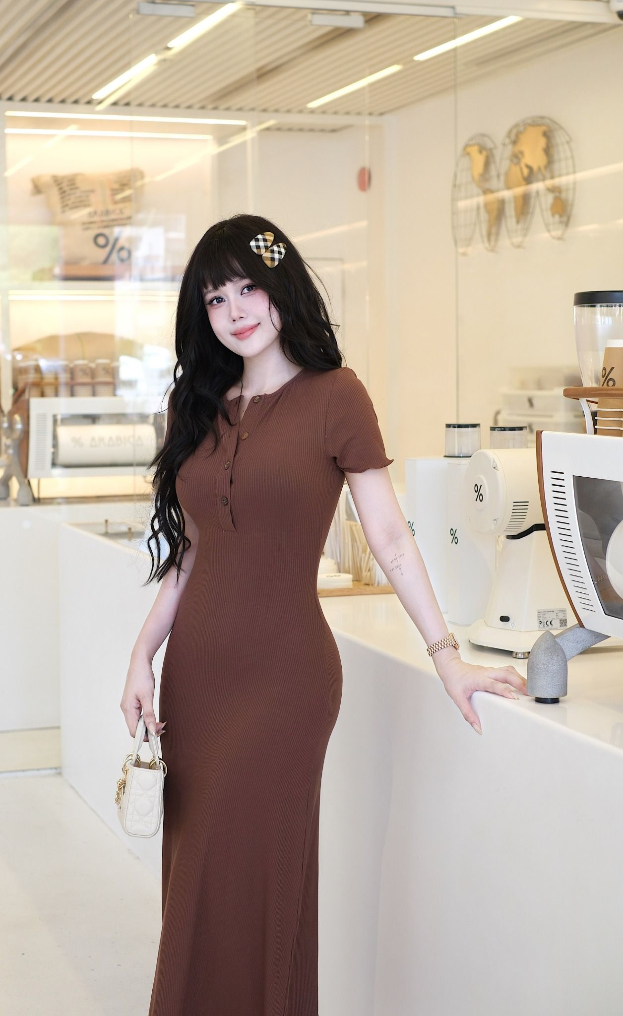 Đầm Thun Viền Bèo Tay Con