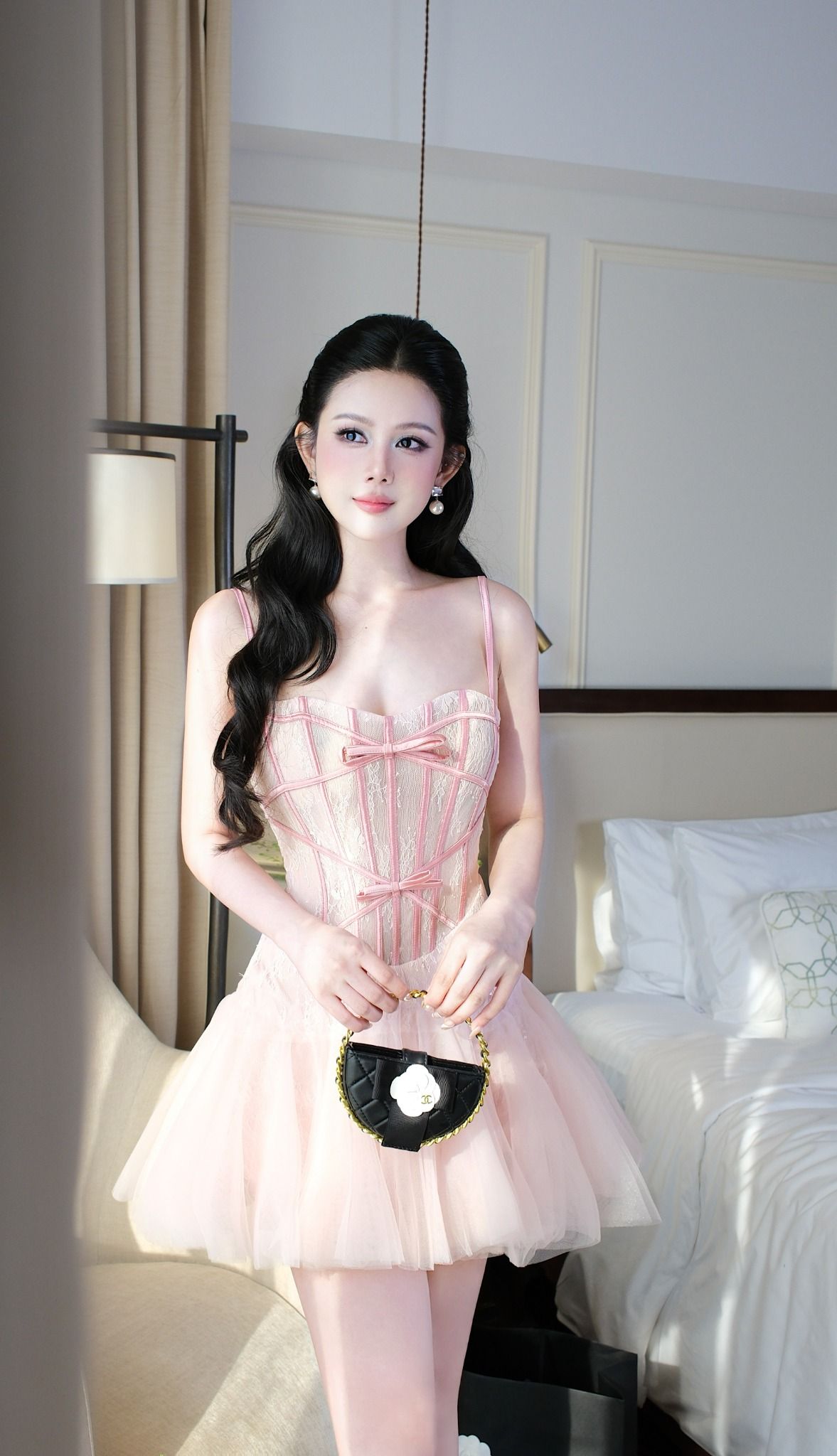 Đầm Lưới Ren Kết Nơ