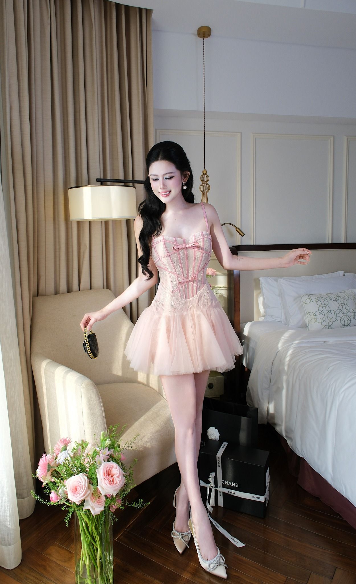Đầm Lưới Ren Kết Nơ