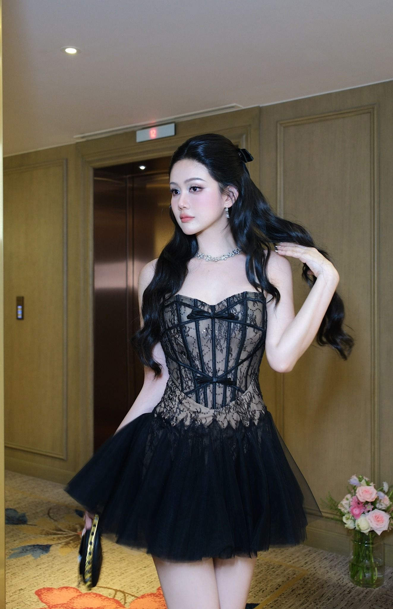 Đầm Lưới Ren Kết Nơ