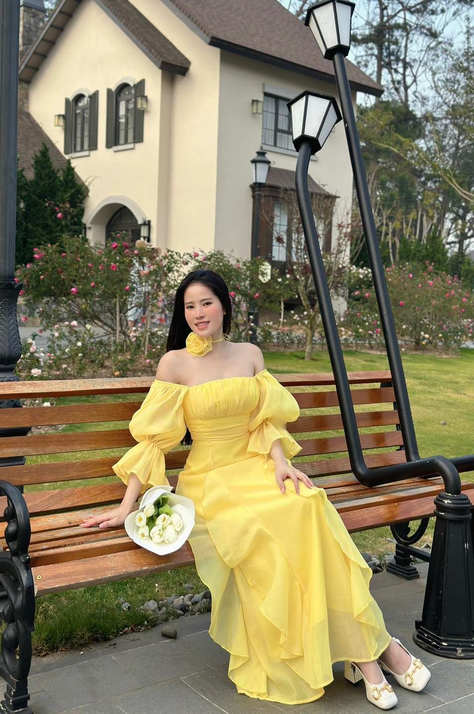 Maxi Tay Phồng Trễ Vai