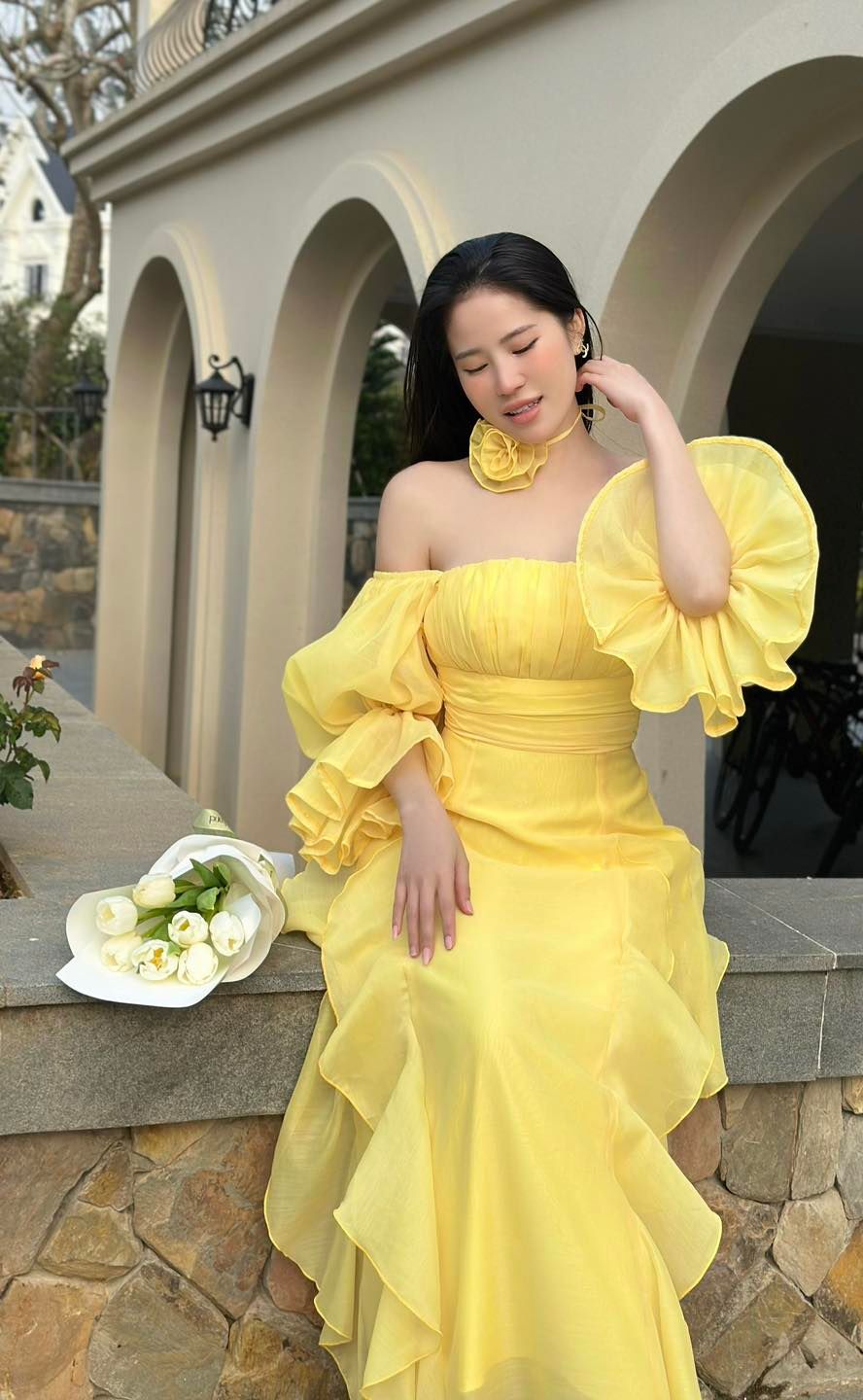 Maxi Tay Phồng Trễ Vai