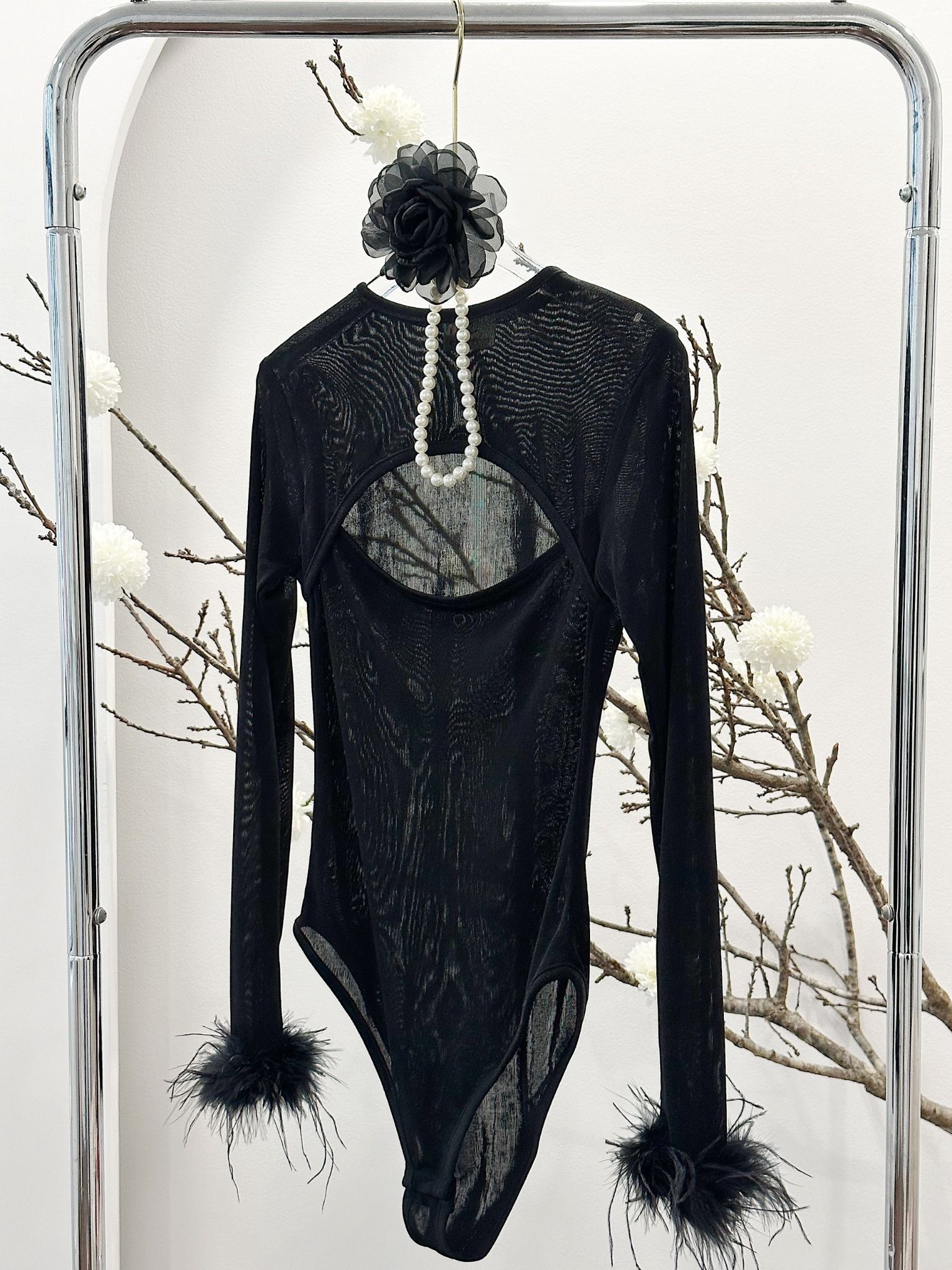 Áo Bodysuit Hở Ngực TD Lông