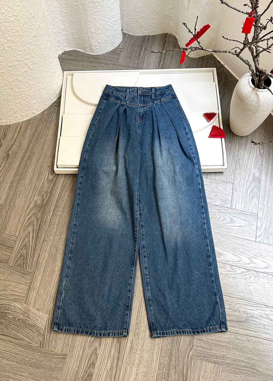 Quần Jean Wide Open Legs Pleat