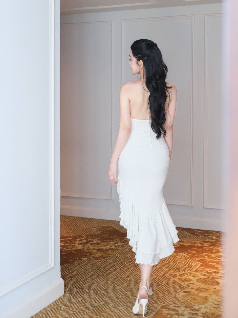 Đầm Bèo Yếm Đắp Chéo Đính Bông