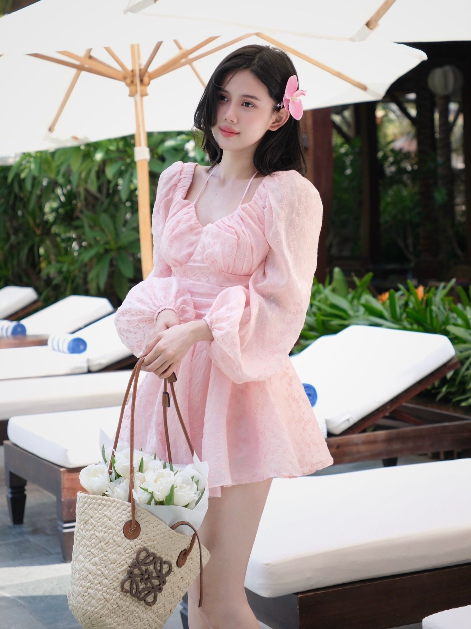 Đầm Xòe Thêu Hoa TD Cột Yếm