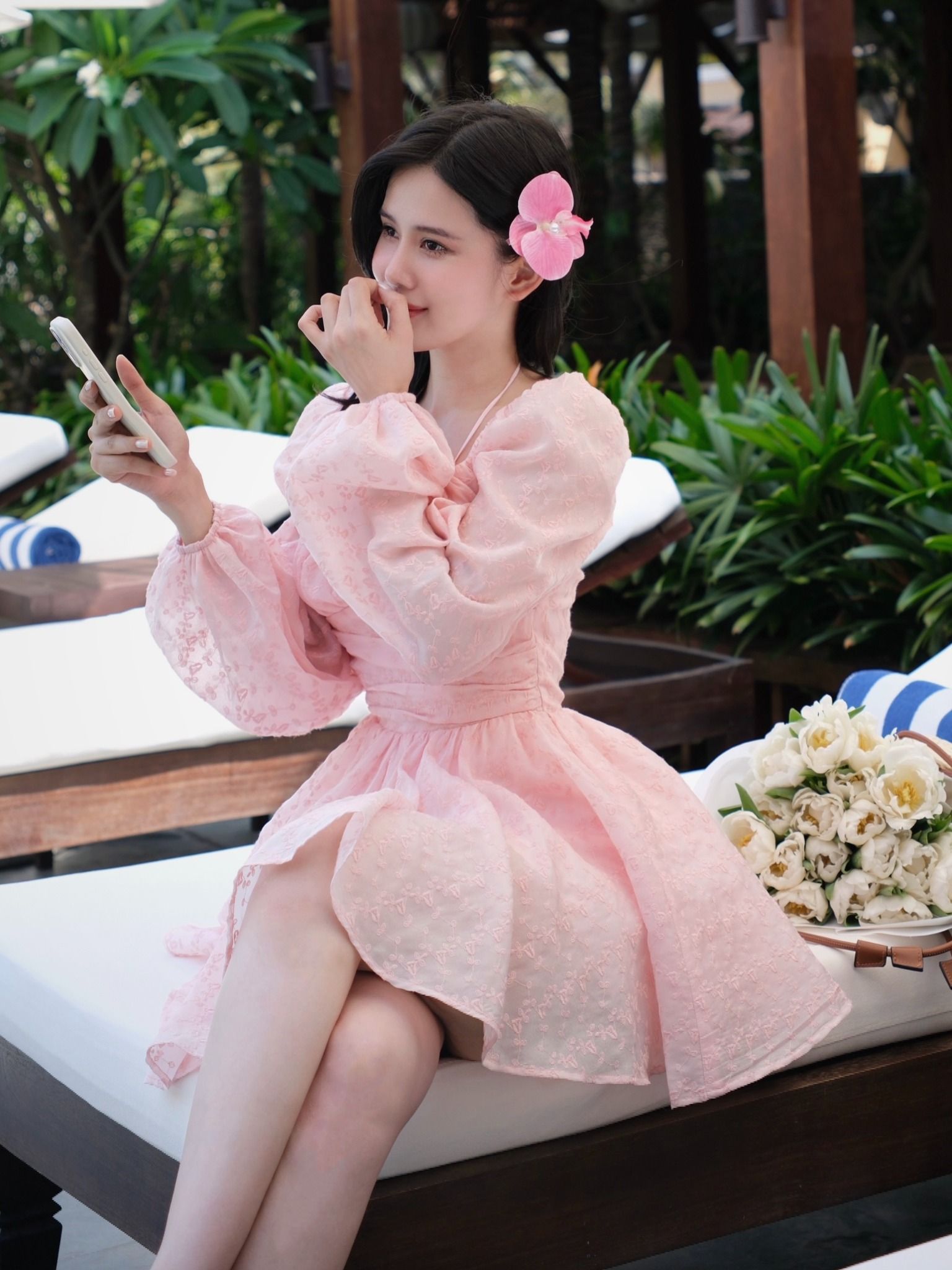 Đầm Xòe Thêu Hoa TD Cột Yếm