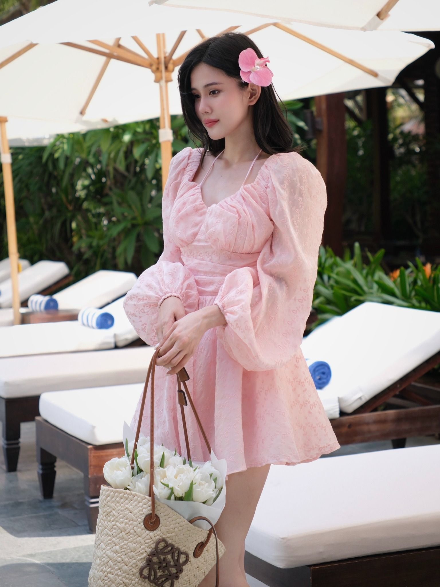 Đầm Xòe Thêu Hoa TD Cột Yếm
