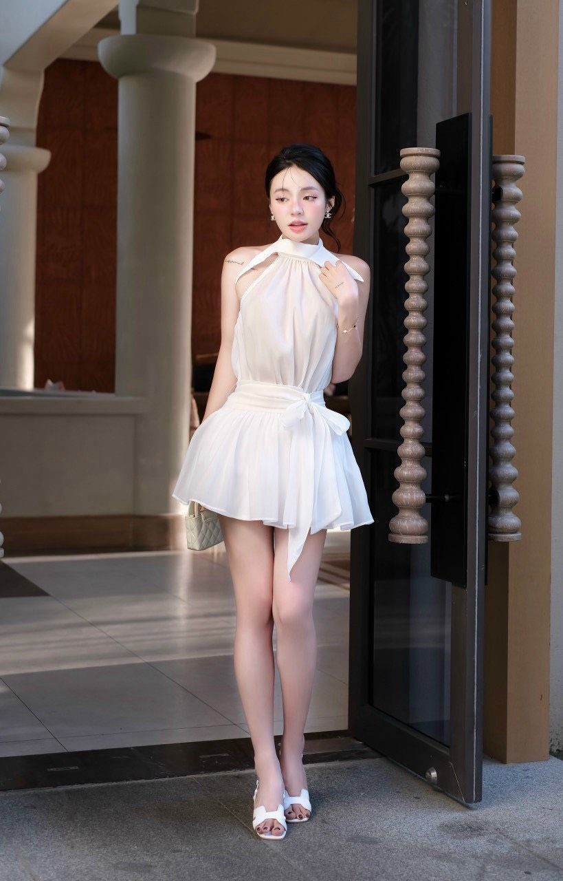 Đầm Yếm Cột Nơ Eo