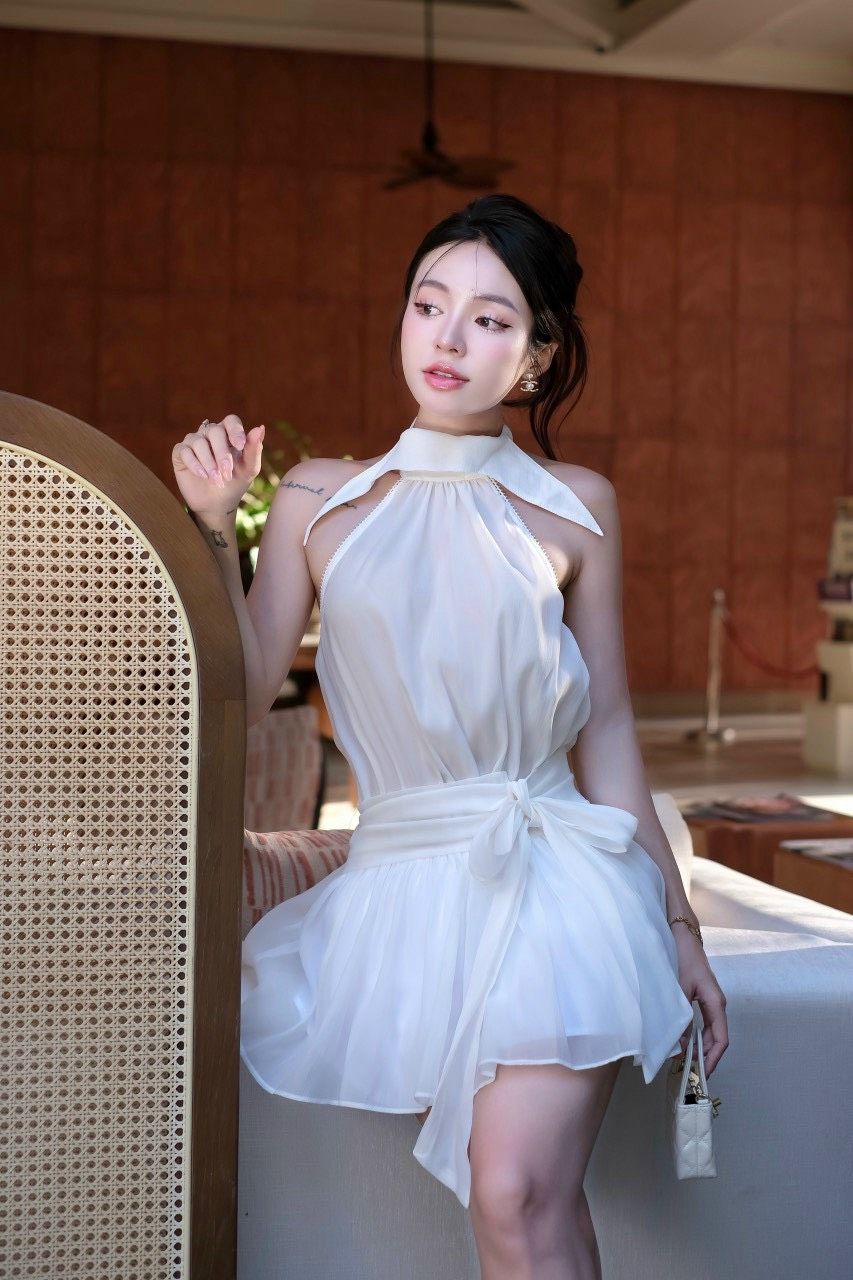Đầm Yếm Cột Nơ Eo