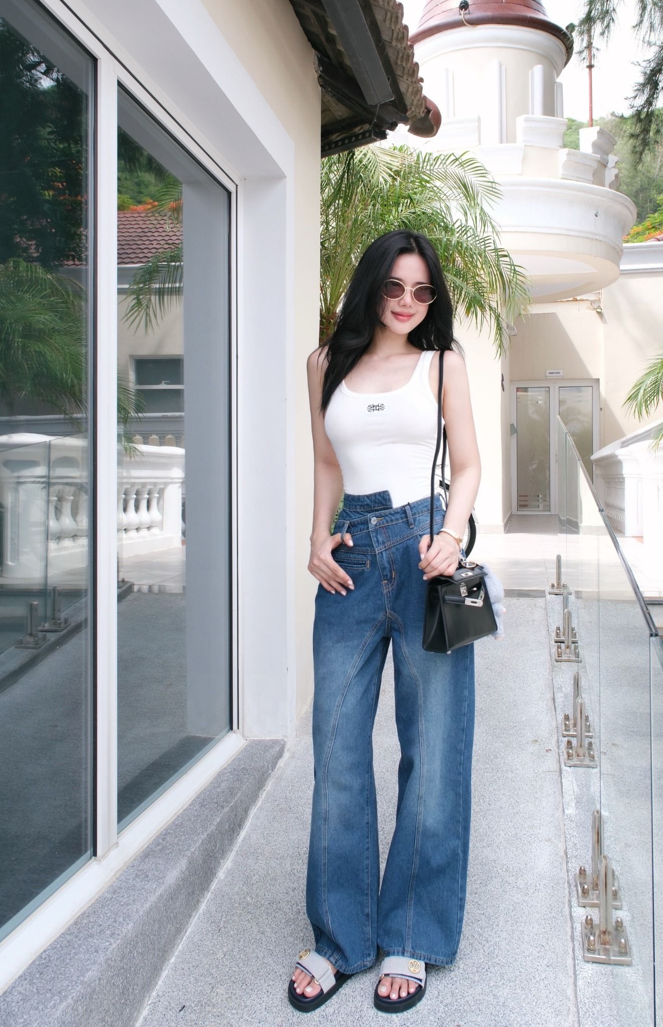 Quần Jean Bias Wide Legs