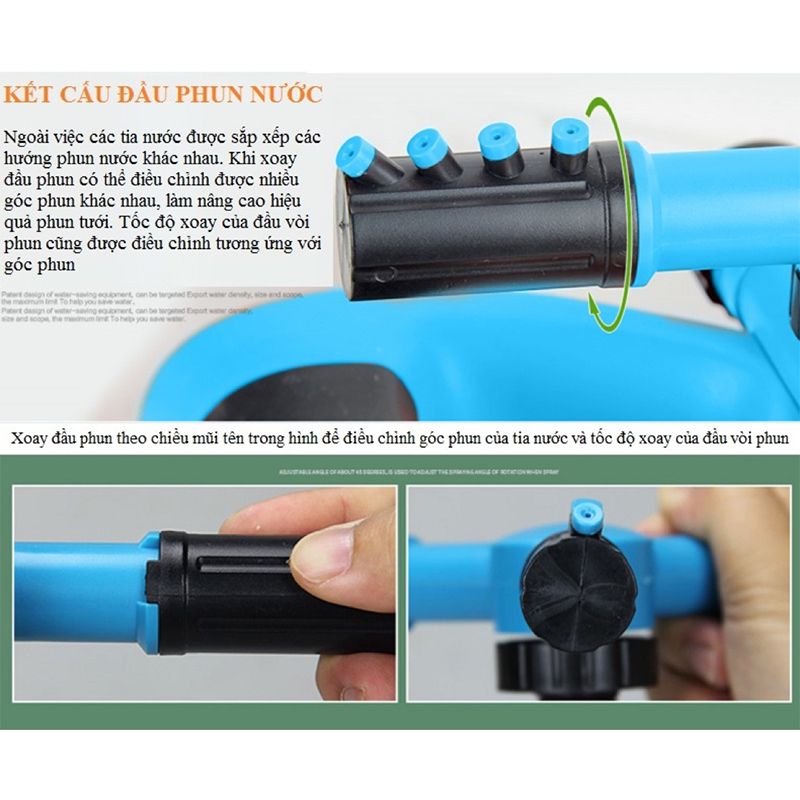 Béc Tưới Cây Tự Động 3 Trục Xoay 360° Nhựa ABS