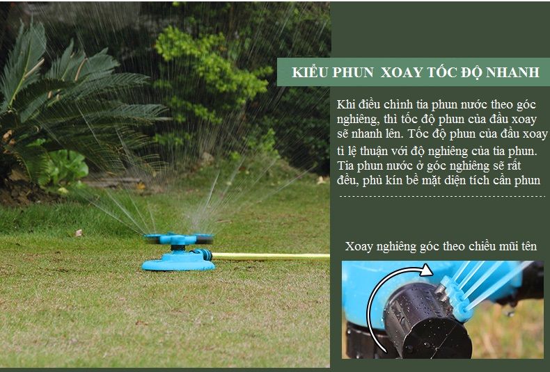 Béc Phun Nước Tự Động Xoay 360° Chất Liệu Nhựa ABS, Ống 3/4 Inch