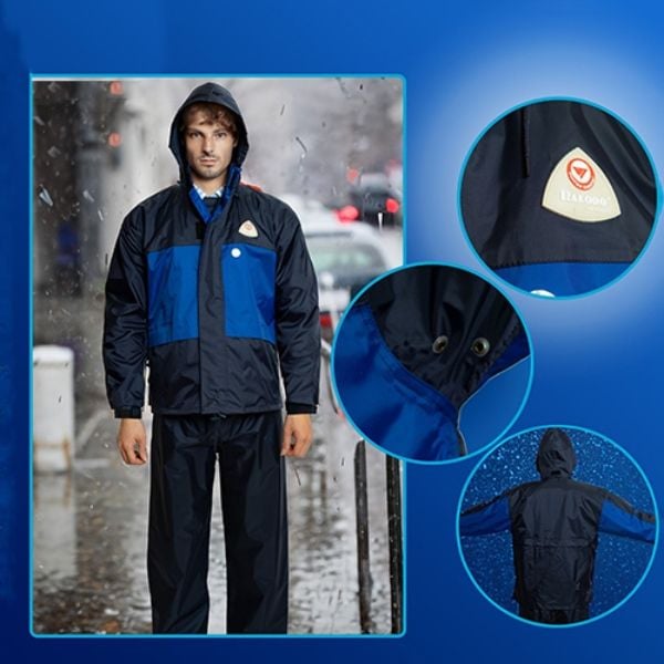 Bộ Quần Áo Mưa Rakodo 2 Lớp Có Mũ Bằng Vải Dù Và Vải Nylon