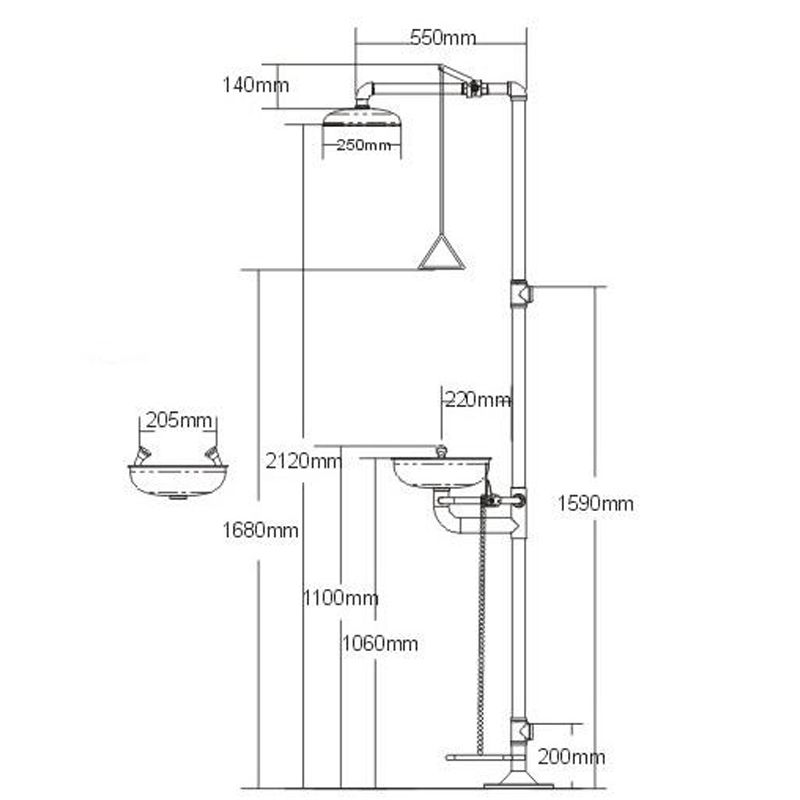 Bồn Rửa Mắt Và Tắm Khẩn Cấp SS-S150 Thép Không Gỉ 304