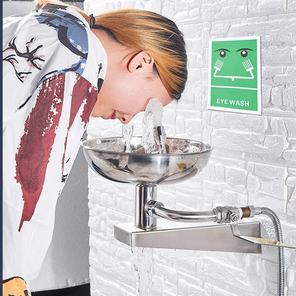 Chậu rửa mắt khẩn cấp có nắp đậy treo tường bằng thép không gỉ 304