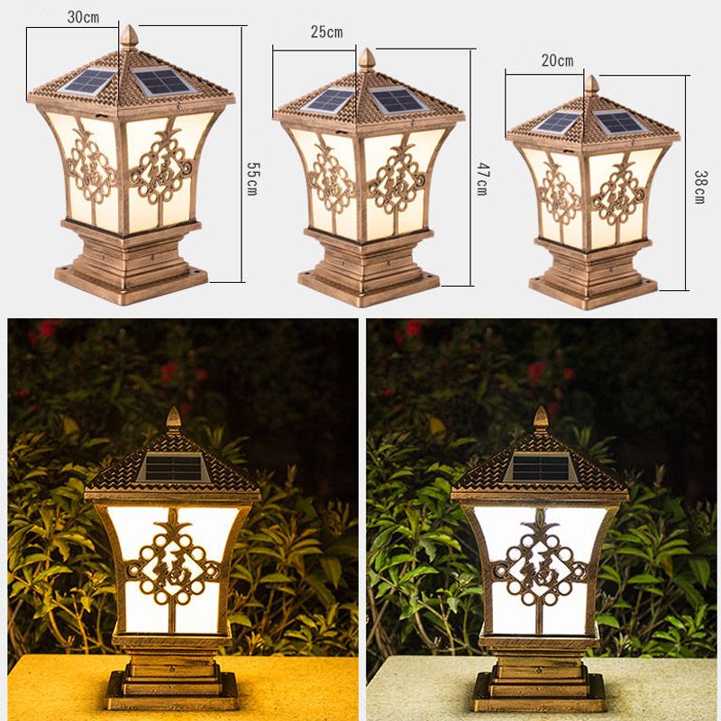 Đèn Trụ Cổng Năng Lượng Mặt Trời Kiểu Dáng Cổ Điển, Sang Trọng