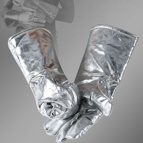 Găng Tay Cách Nhiệt 200 độ C Phủ Nhôm Dài 34cm