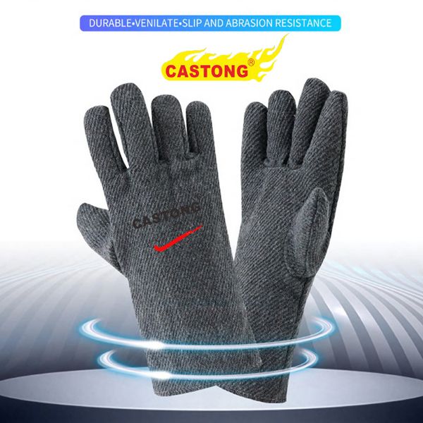 Găng Tay Chịu Nhiệt Castong Làm Bằng Sợi Cotton + Para-aramid Chống Cháy Tiêu Chuẩn CE EN388 AND EN407