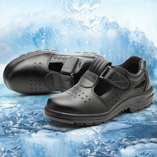 Giày Bảo Hộ Thoáng Khí Mũi Thép Chất Liệu Da Bò Sử Dụng Miếng Quai Dán Velcro Chống Đập, Chống Đâm Xuyên & Chống Trượt (Mã 918)