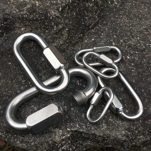 Móc Khoá Chữ D Có Khóa Vặn Chất Liệu Thép Mạ Niken Không Gỉ, Có Độ Cứng Cao, Chắc Chắn, Chống Ăn Mòn, Siêu Bền