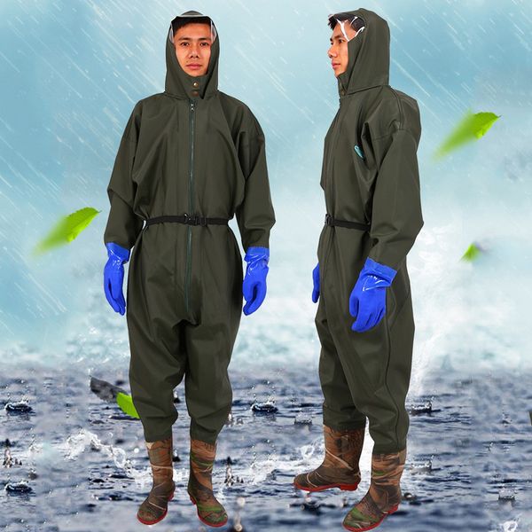 Quần Liền Ủng Lội Nước Có Mũ Trùm Đầu Chống Thấm Nước Toàn Thân