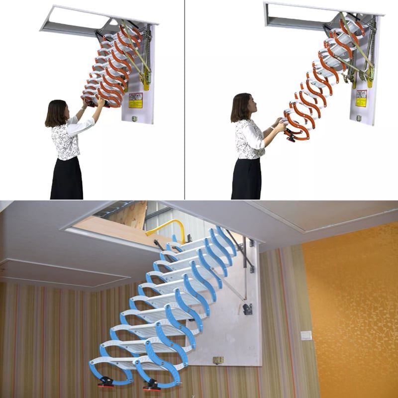 Cầu Thang Xếp Gác Mái Thông Minh Xếp Gọn Dễ Dàng Bằng Hợp Kim Bền Chắc, Nhẹ, Giá Tốt