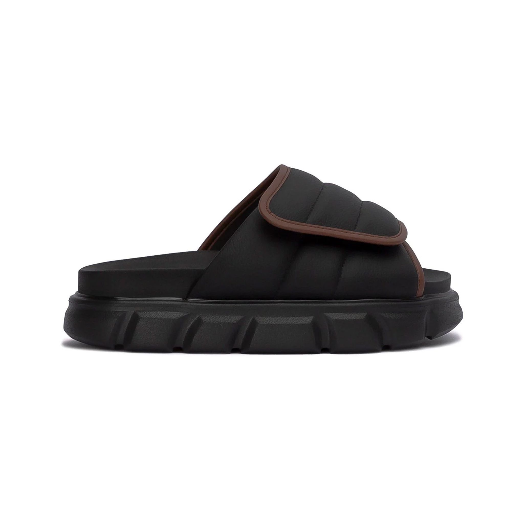 THE LARVA WOLF SLIDE SANDAL - BLACK BROWN