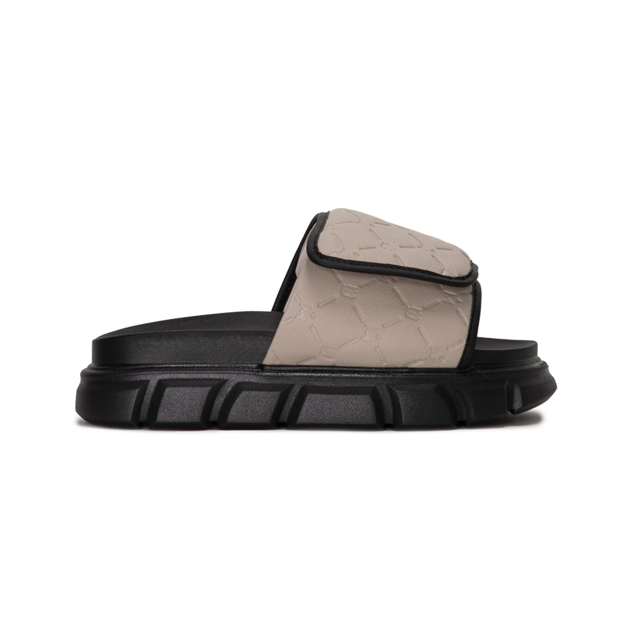 THE LADY WOLF ESSENTIAL MONOGRAM SLIDE SANDAL - BEIGE