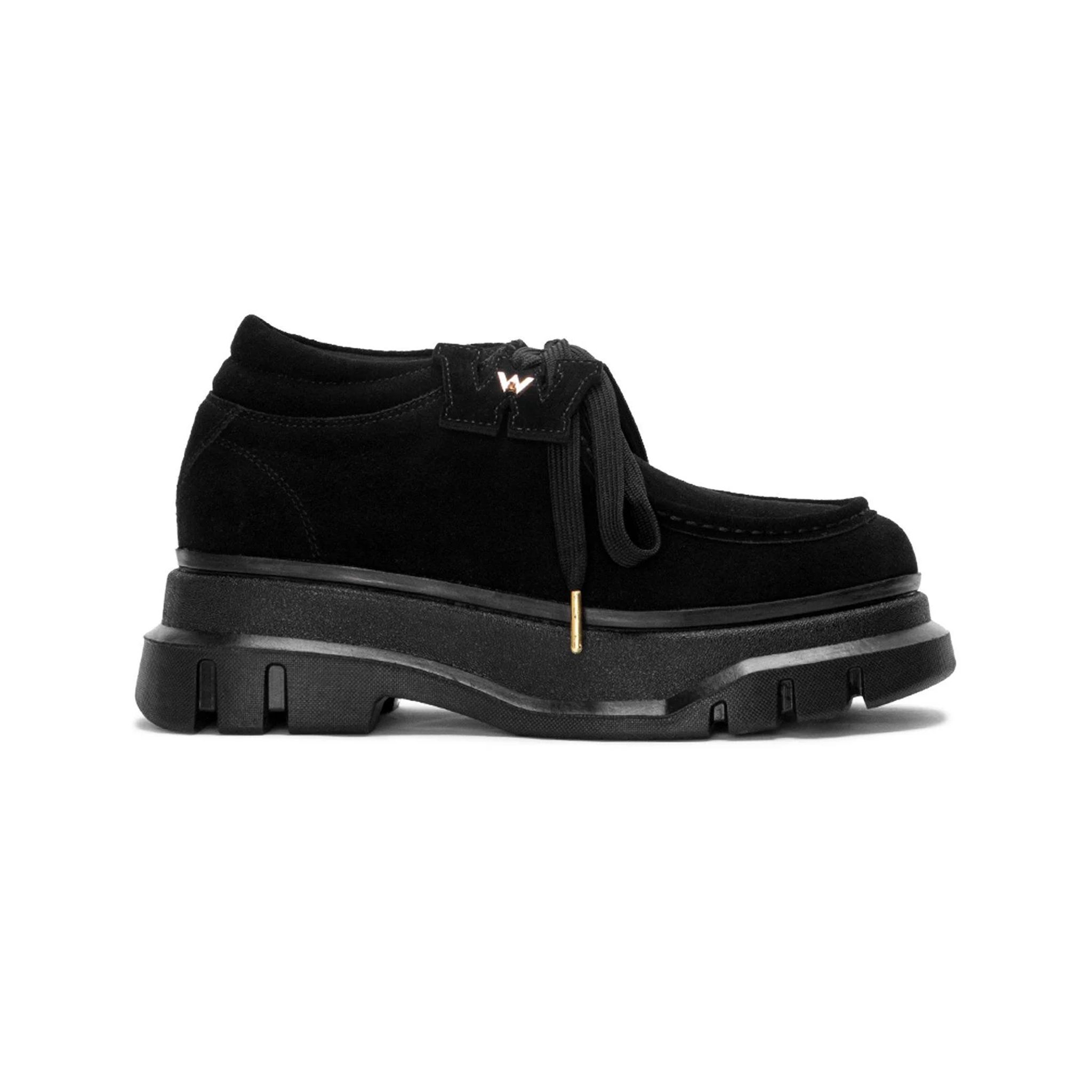 THE LADY WOLF R&E DERBY 4 EYELET - BLACK SUEDE