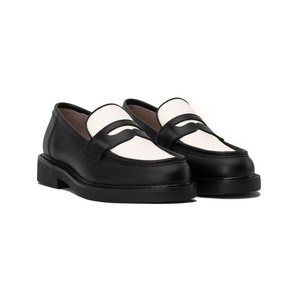  THE SEAN LADY WOLF PENNY LOAFER - BLACK OFF WHITE 