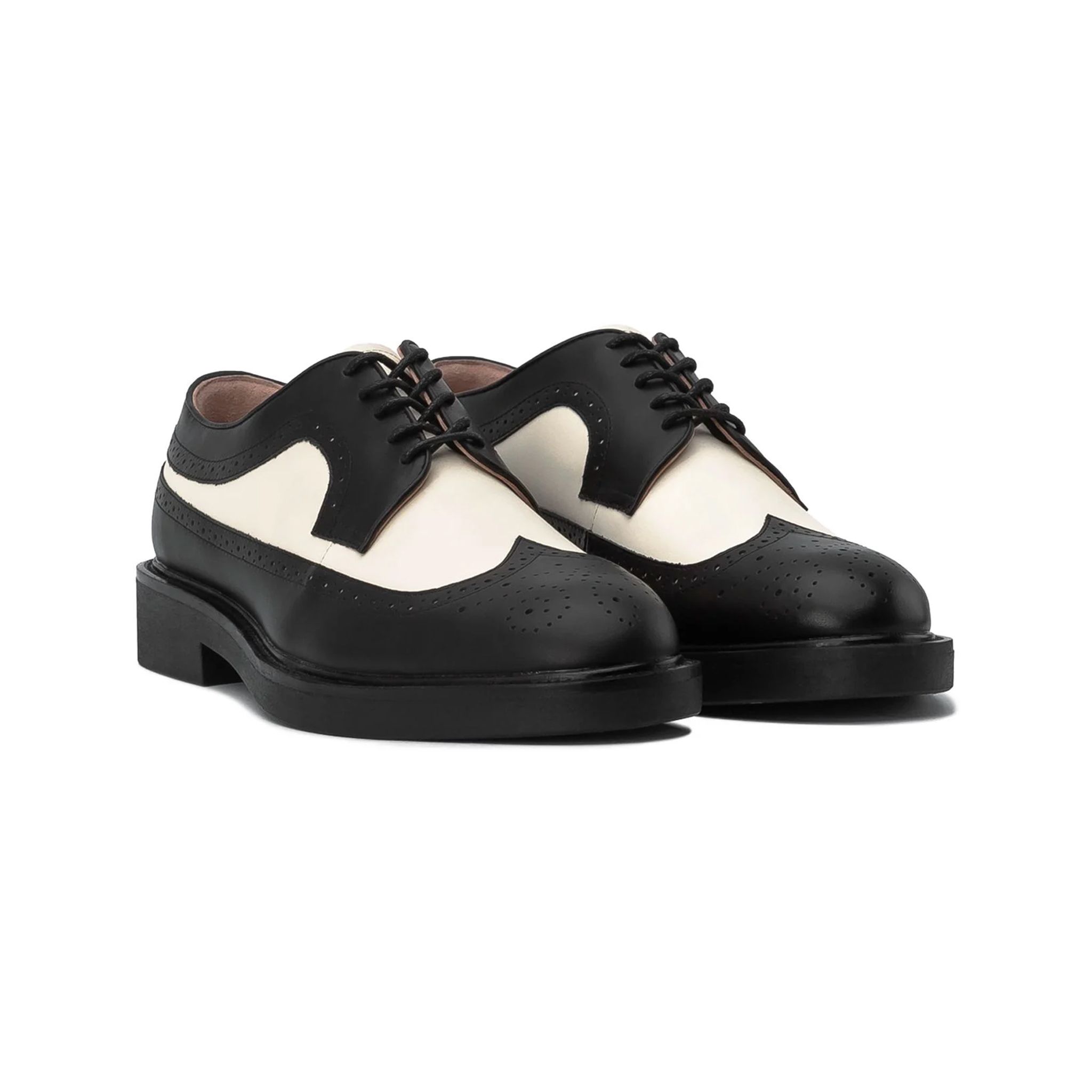 THE SEAN WOLF BROGUE DERBY - BLACK OFF WHITE
