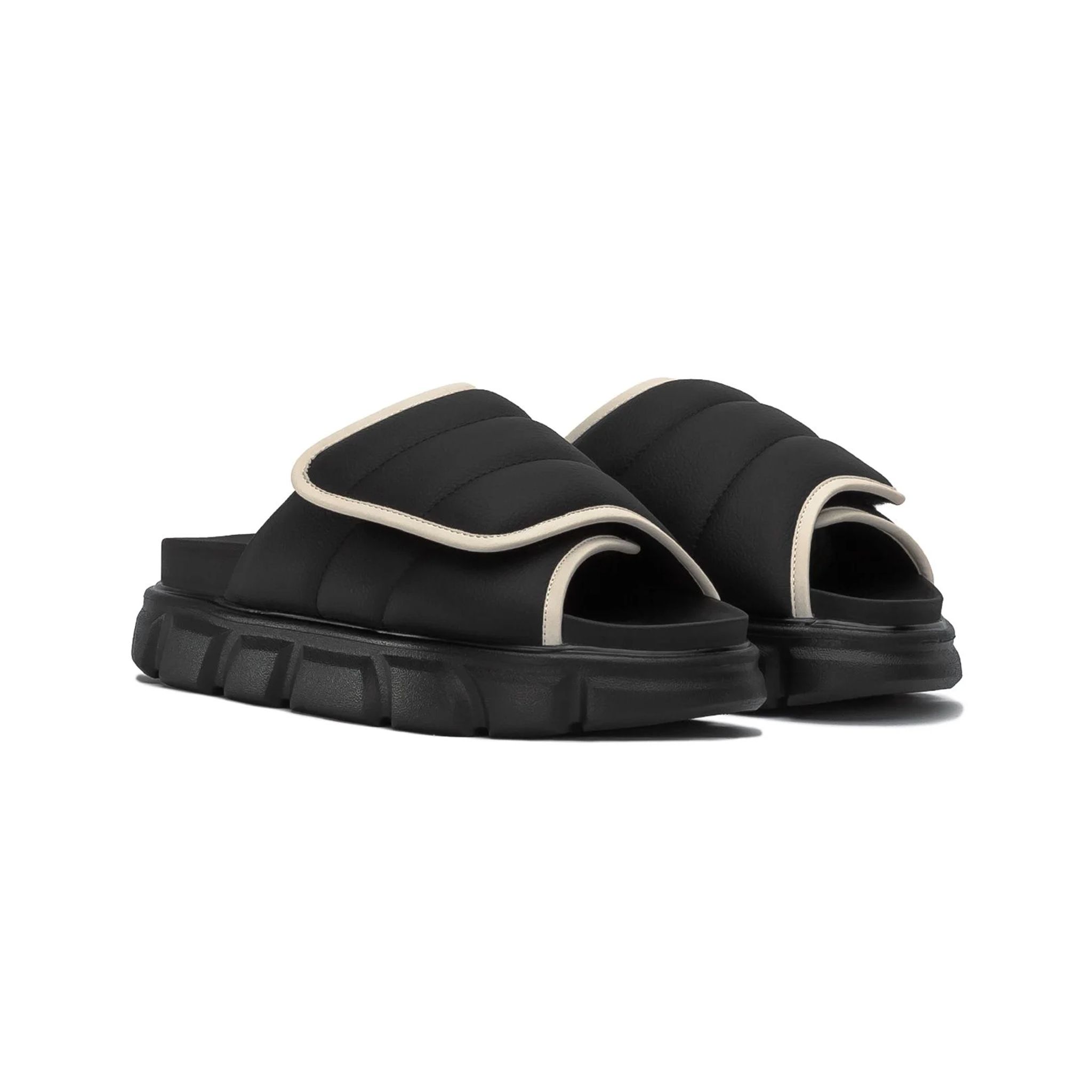 THE LARVA WOLF SLIDE SANDAL - BLACK WHITE