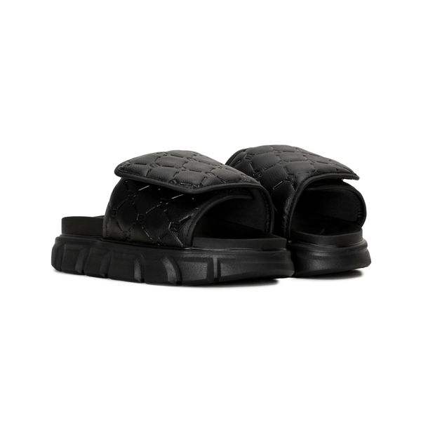  THEWOLF ESSENTIAL MONOGRAM SLIDE SANDAL - BLACK 