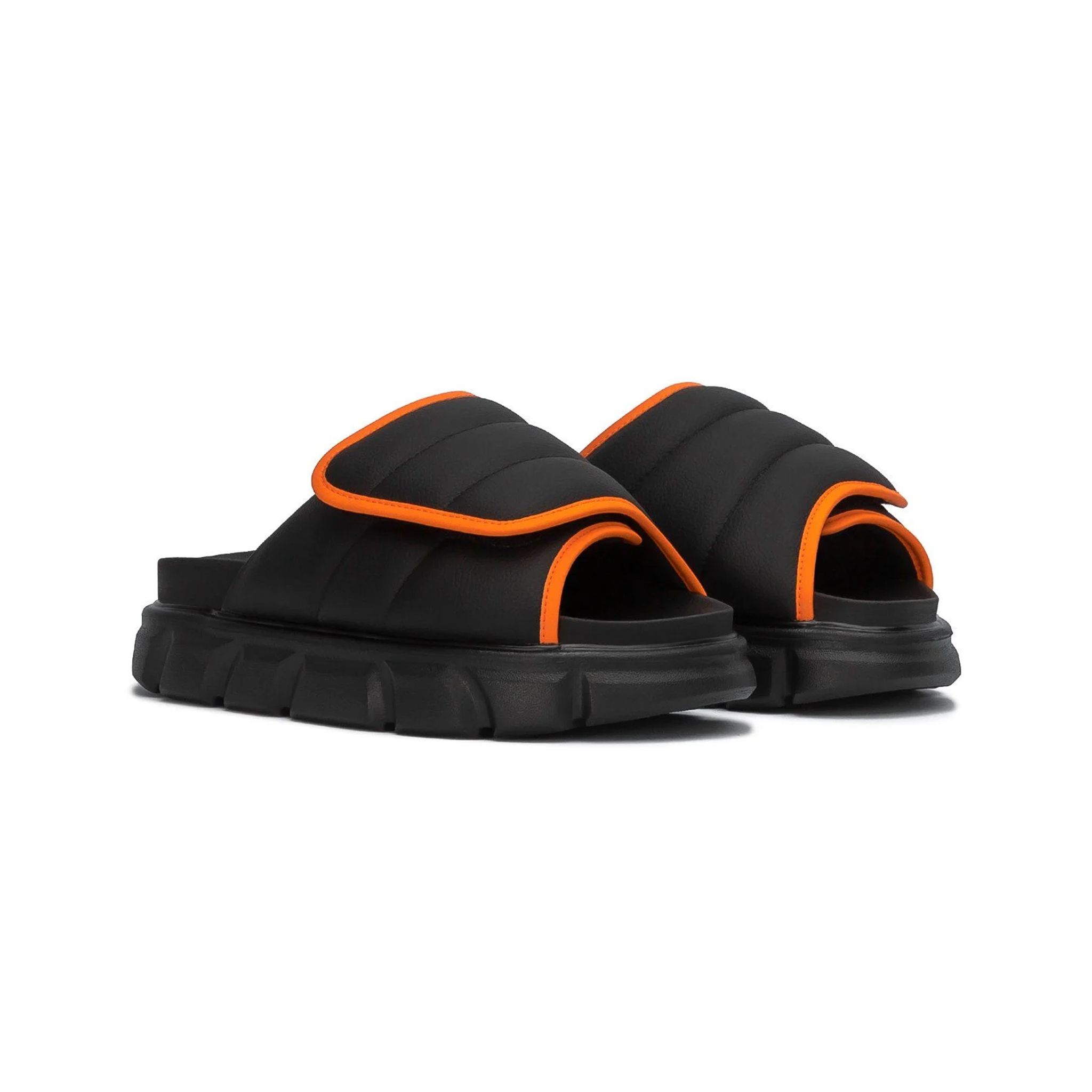 THE LARVA WOLF SLIDE SANDAL - BLACK ORANGE