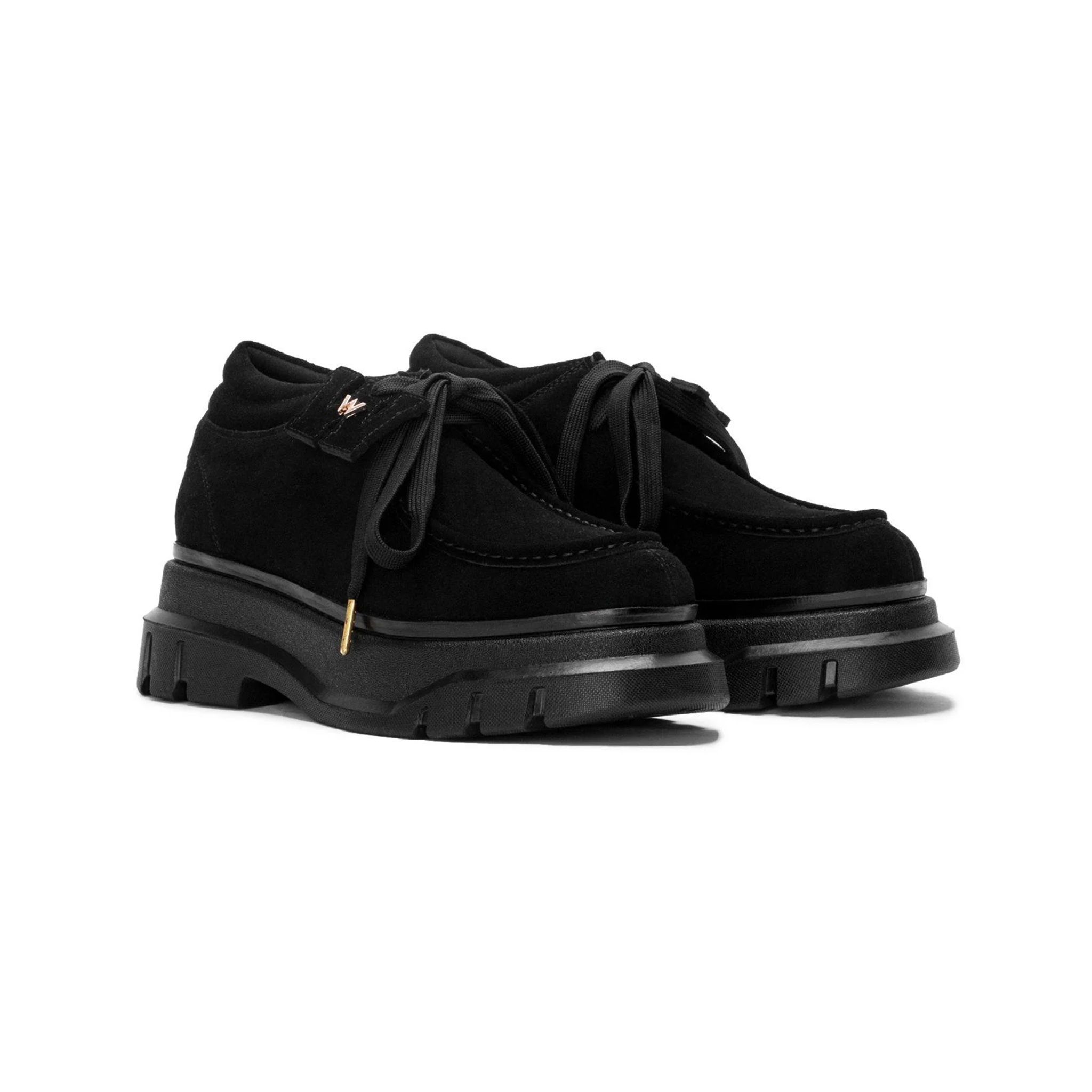 THE LADY WOLF R&E DERBY 4 EYELET - BLACK SUEDE