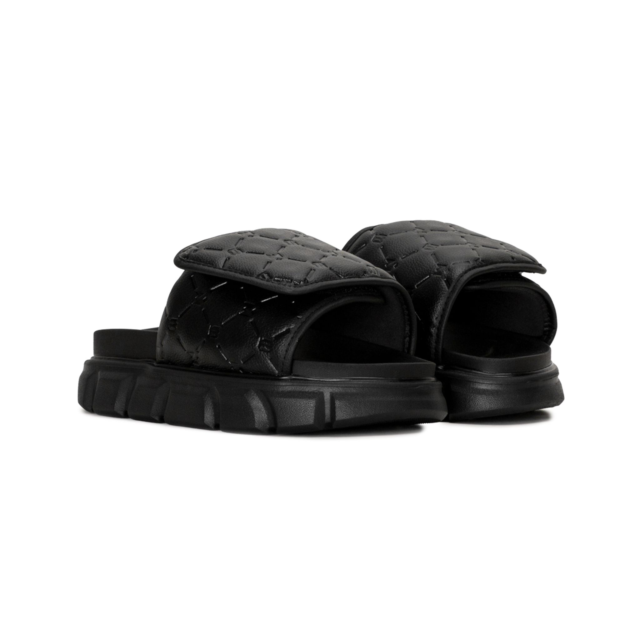 THE LADY WOLF ESSENTIAL MONOGRAM SLIDE SANDAL - BLACK