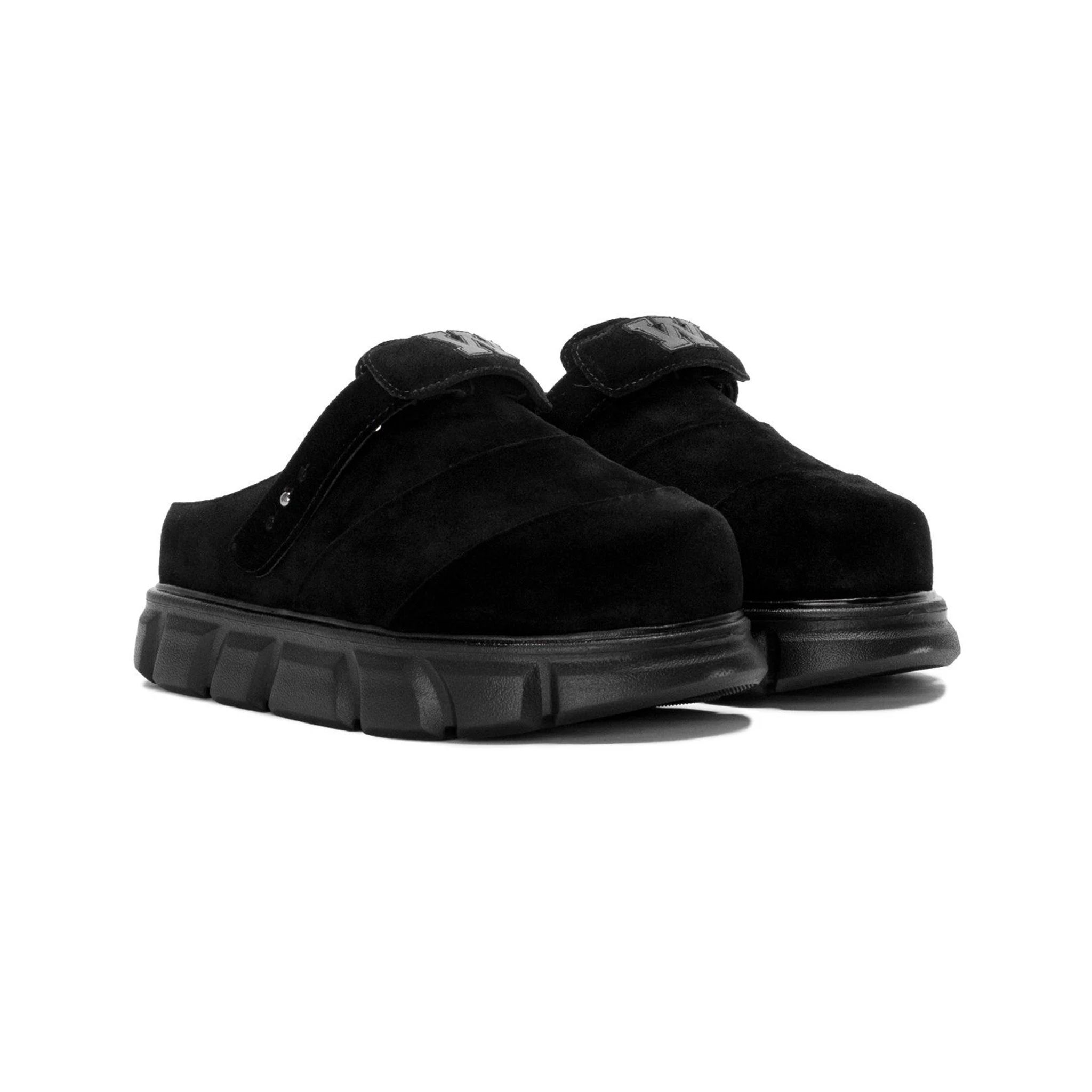 THE LADY WOLF R&E MULE SANDAL - BLACK SUEDE