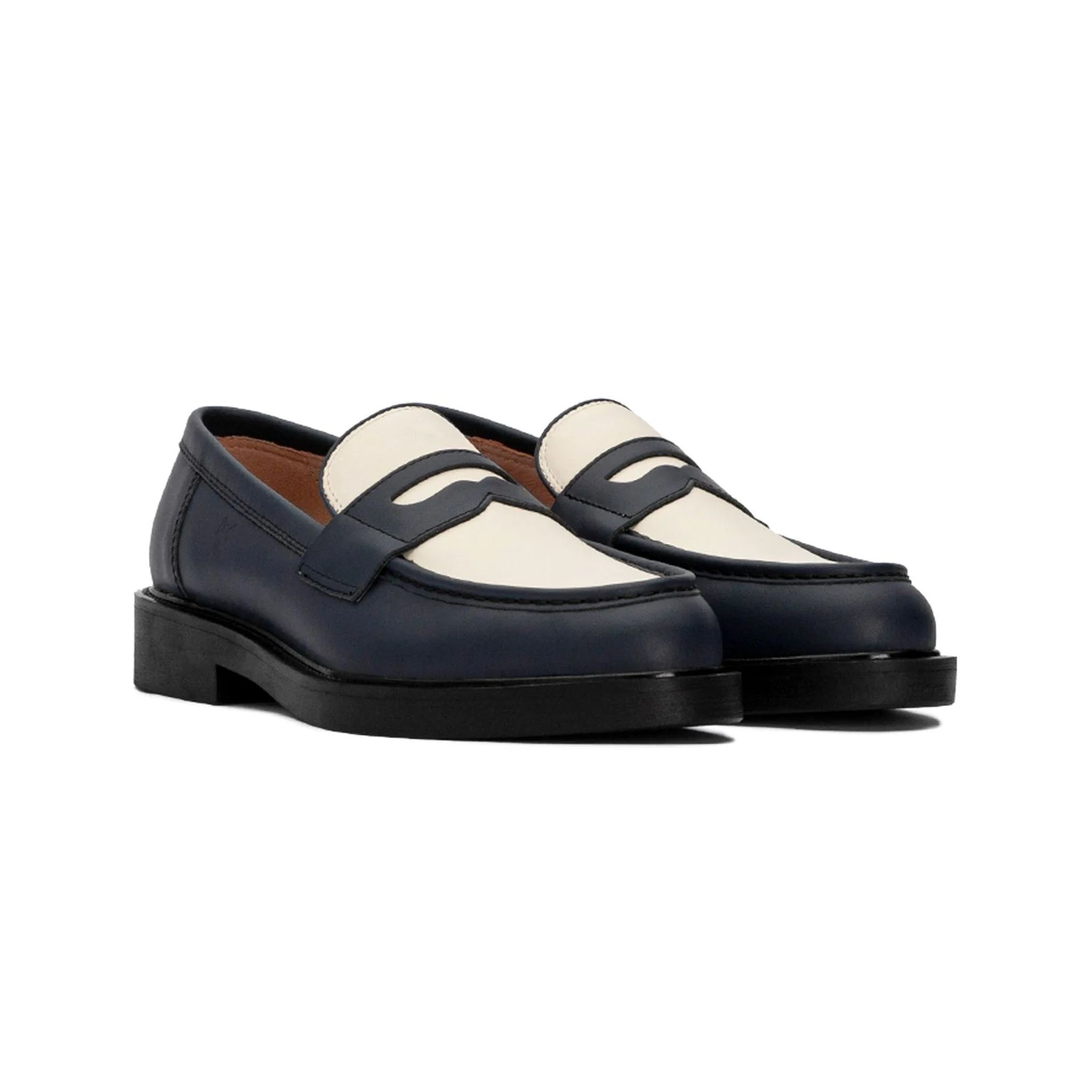 THE SEAN WOLF PENNY LOAFER - NAVY BLUE & OFFWHITE