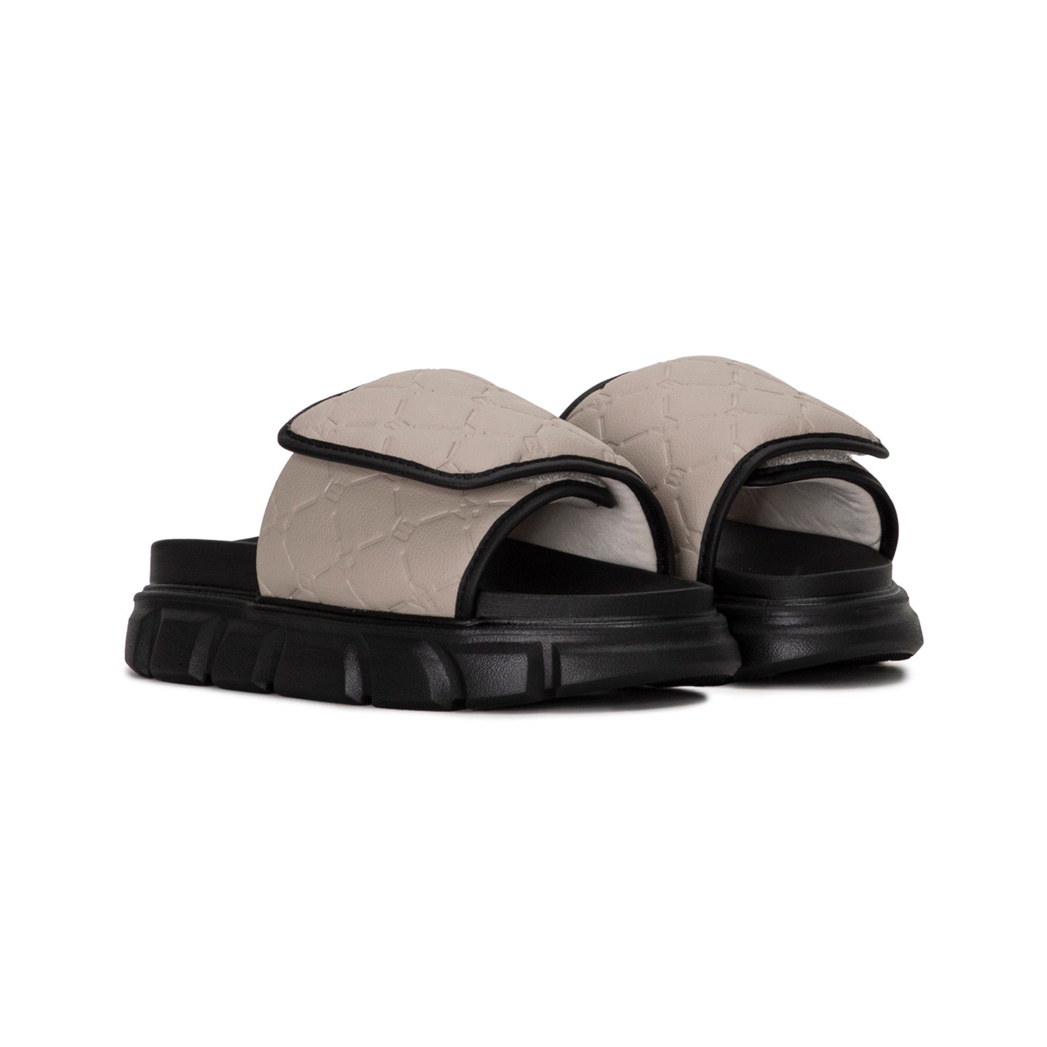THE LADY WOLF ESSENTIAL MONOGRAM SLIDE SANDAL - BEIGE
