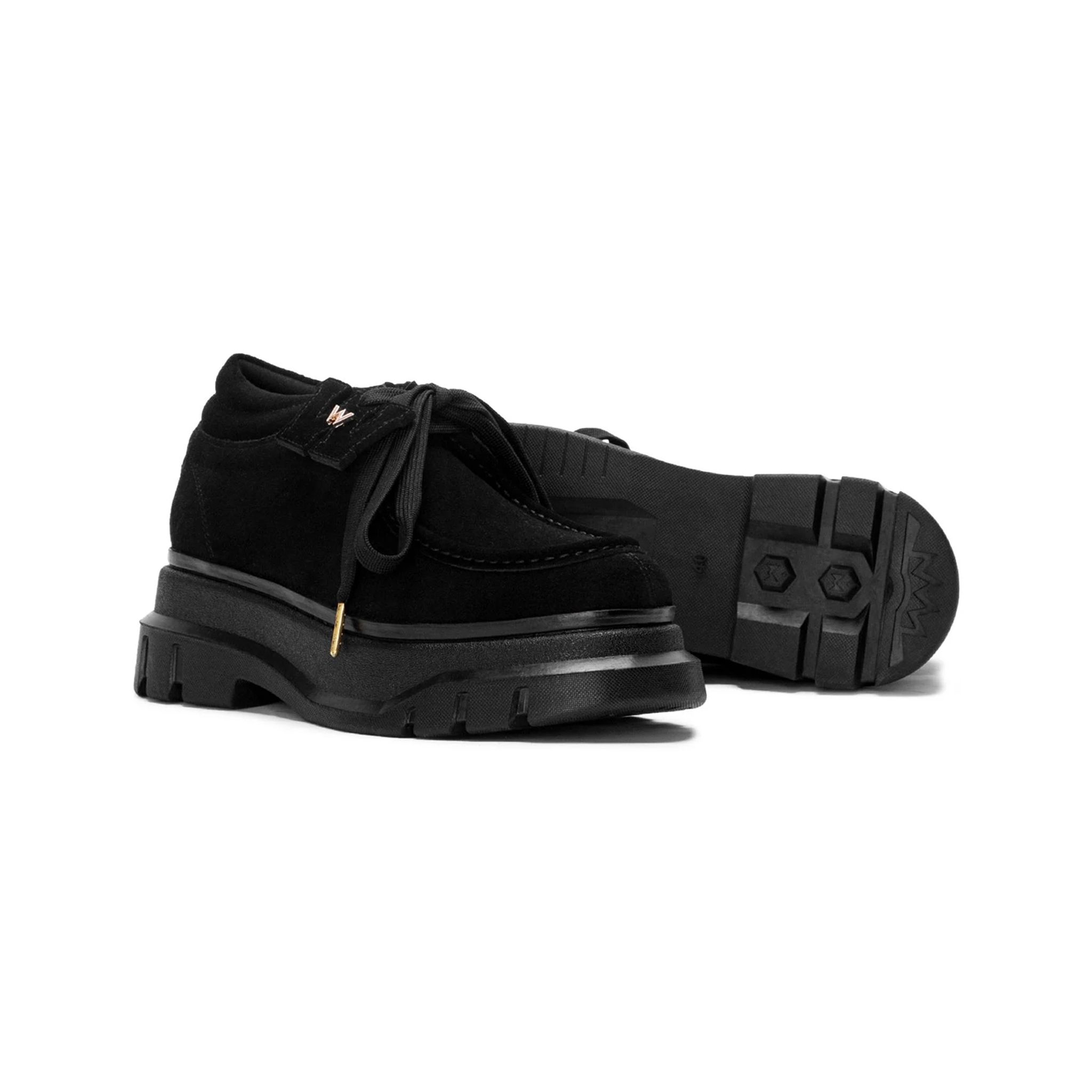 THE LADY WOLF R&E DERBY 4 EYELET - BLACK SUEDE