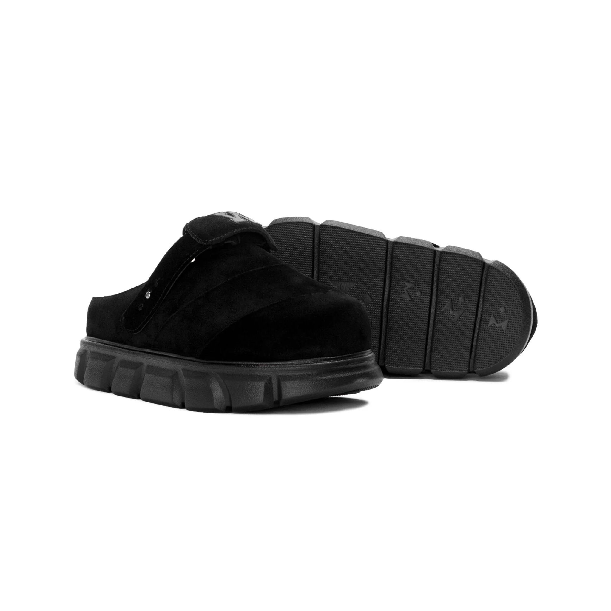 THE LADY WOLF R&E MULE SANDAL - BLACK SUEDE