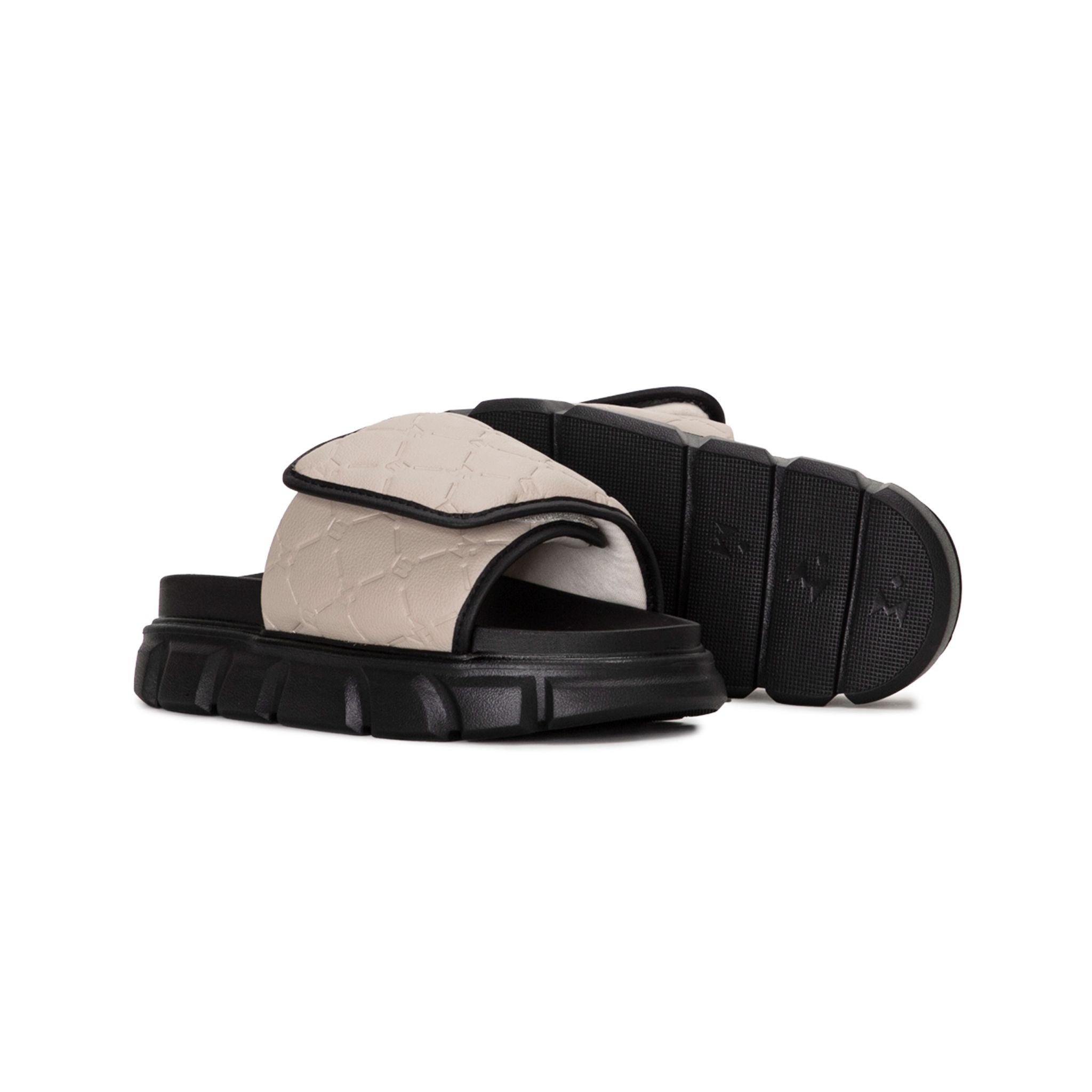 THE LADY WOLF ESSENTIAL MONOGRAM SLIDE SANDAL - BEIGE