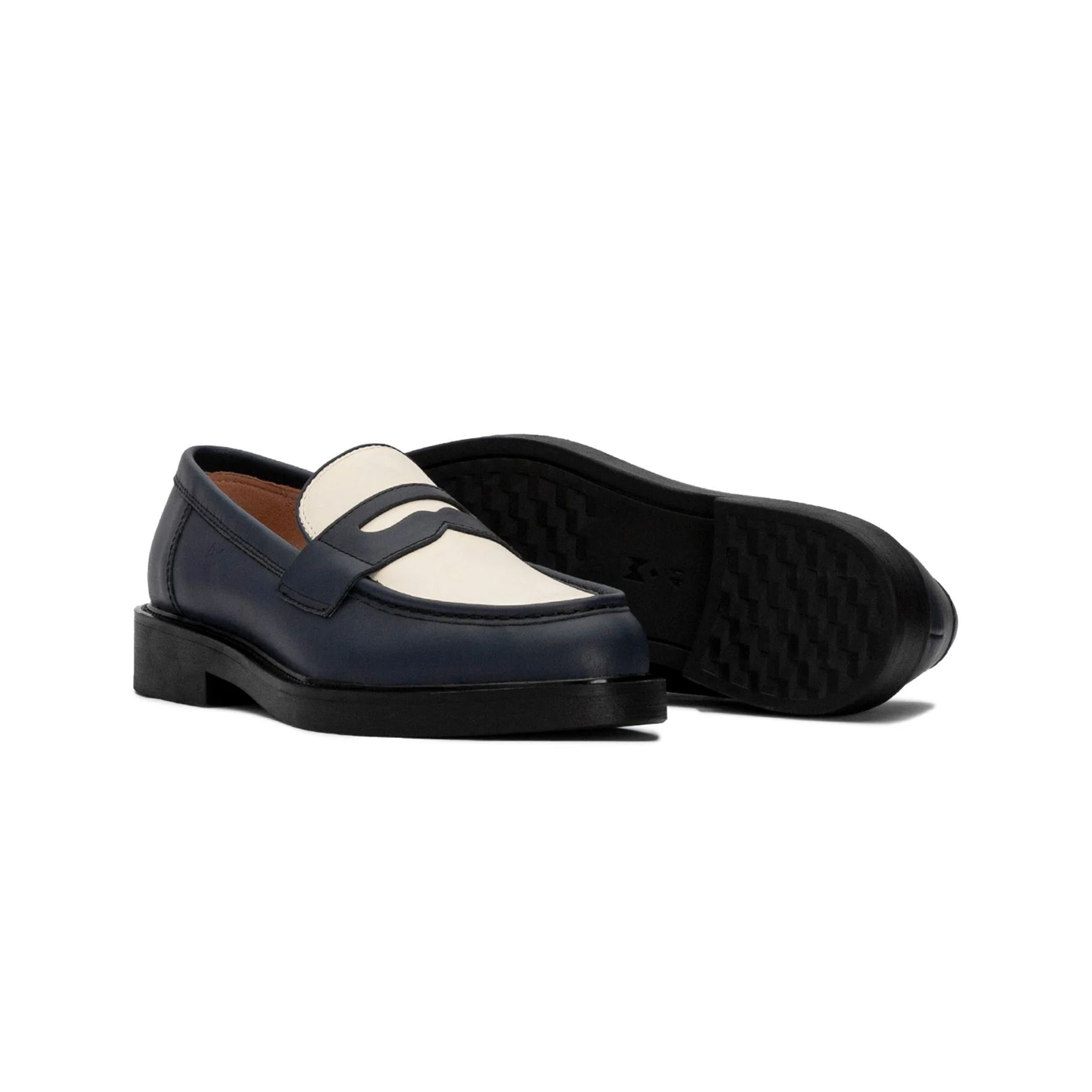 THE SEAN LADY WOLF PENNY LOAFER - NAVY BLUE & OFFWHITE